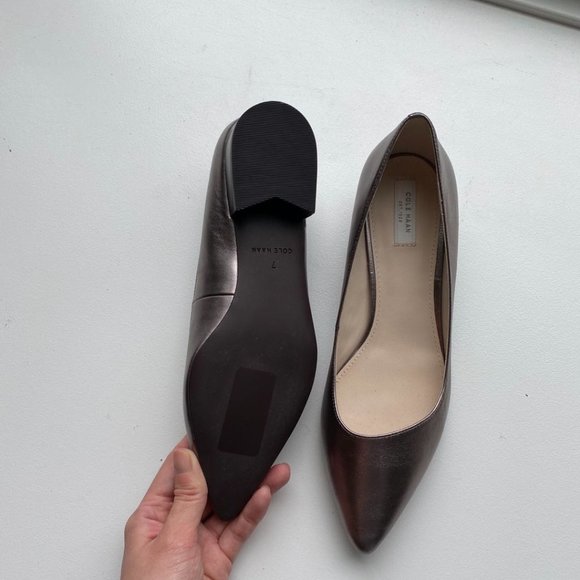 Cole Haan Pointy Flats with 1in Heal - Soft Metallic - Picture 5 of 6